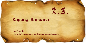 Kapusy Barbara névjegykártya